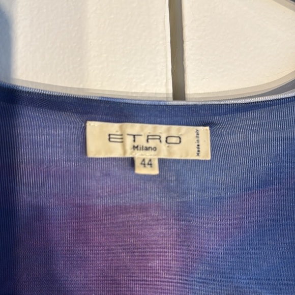 Pretty Etro Blue and Pink Double Layered Ruched Top - Picture 6 of 10